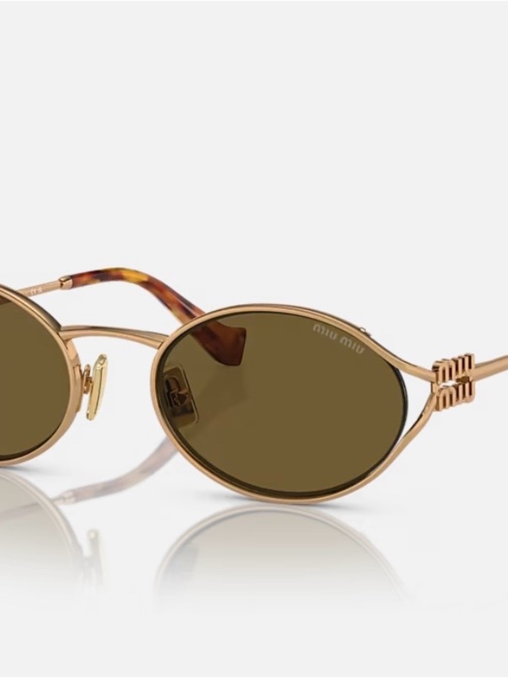 Miu Miu MU 52YS Gold Metal and Brown Lens Oval Sunglasses - NWOT - Picture 3 of 8